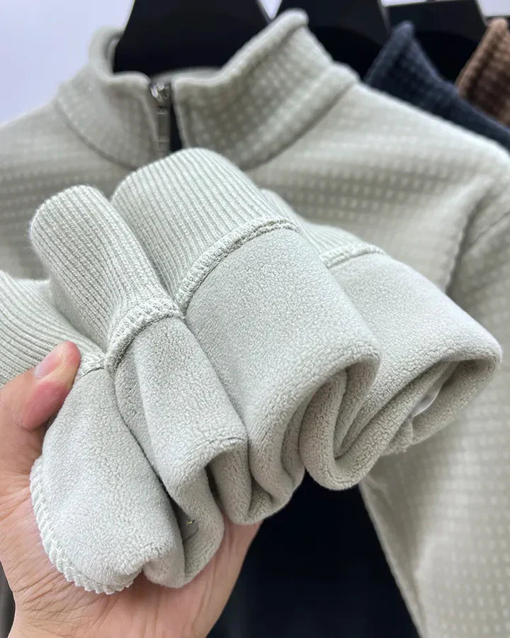 Premium alpaca fleece sweater med halv lynlås