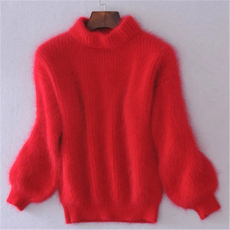 Taylor - løst strikket ensfarvet sweater - vintage angorasweater