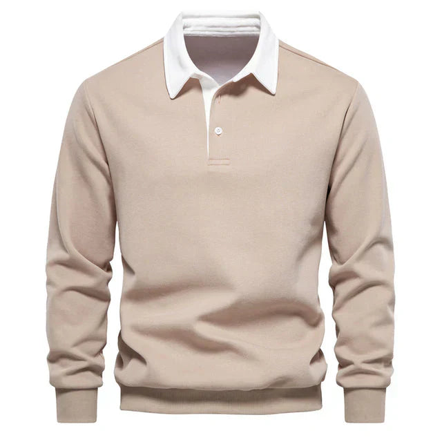 Elegant langærmet herrepoloshirt med klassisk krave