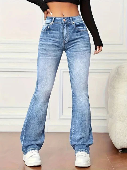 Udvidede jeans med vintage look og stretch