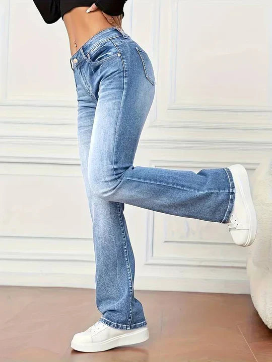 Udvidede jeans med vintage look og stretch