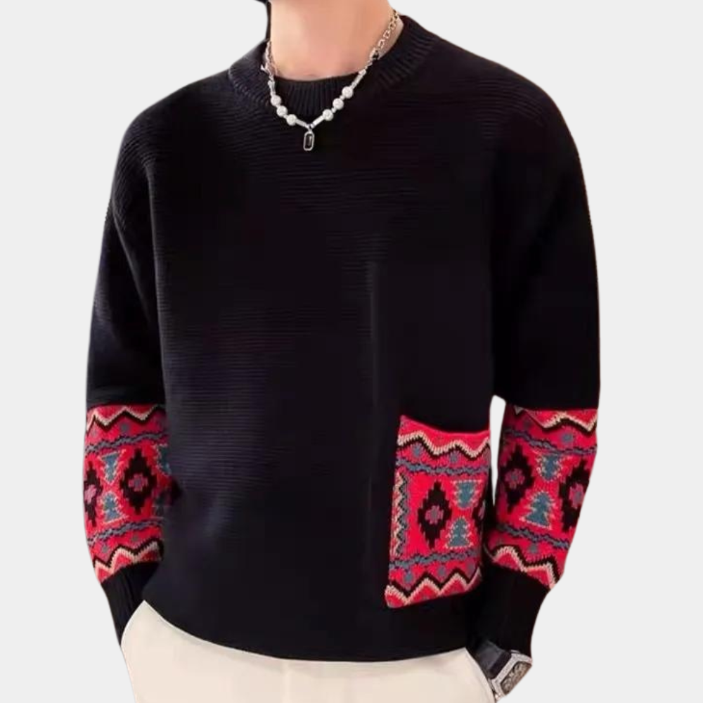 Cosmin - moderne herresweater med tribal design