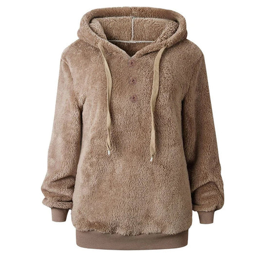 Susi - fluffy dame fleece sweatshirt med hætte