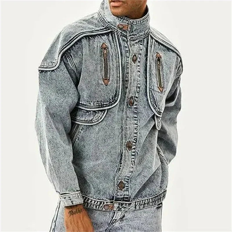 Roman slim moto denimjakke