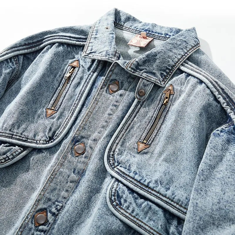 Roman slim moto denimjakke