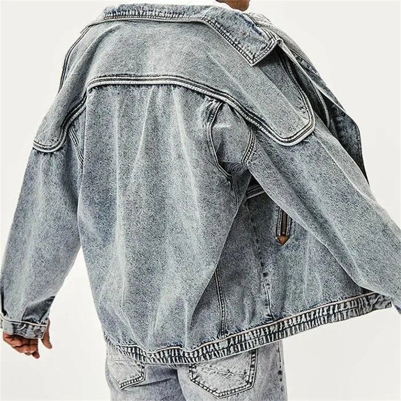 Roman slim moto denimjakke