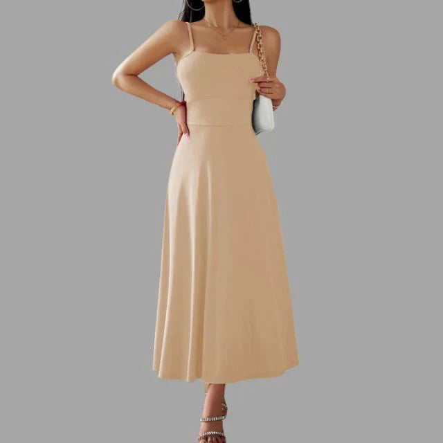 Julia - beige midi swing kjole