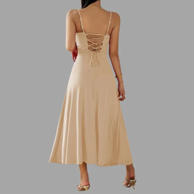 Julia - beige midi swing kjole