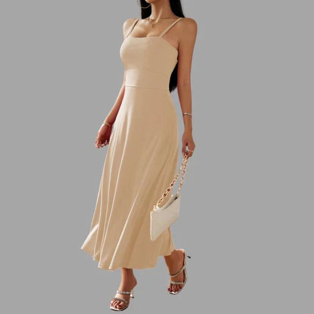 Julia - beige midi swing kjole