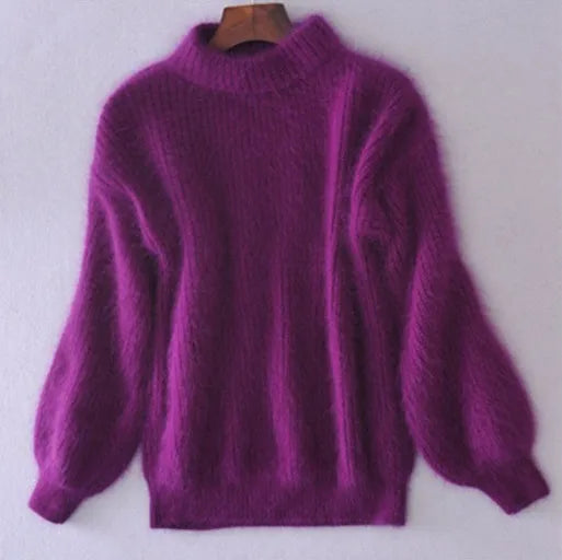 Taylor - løst strikket ensfarvet sweater - vintage angorasweater