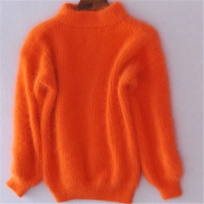 Taylor - løst strikket ensfarvet sweater - vintage angorasweater