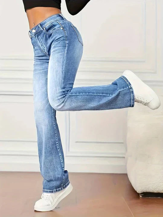 Udvidede jeans med vintage look og stretch