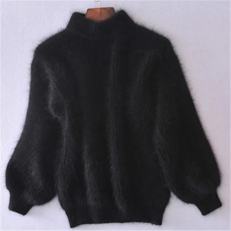 Taylor - løst strikket ensfarvet sweater - vintage angorasweater