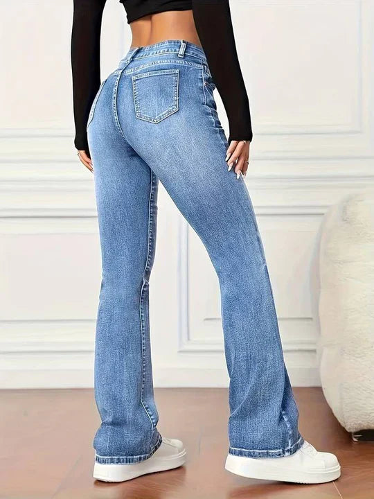 Udvidede jeans med vintage look og stretch